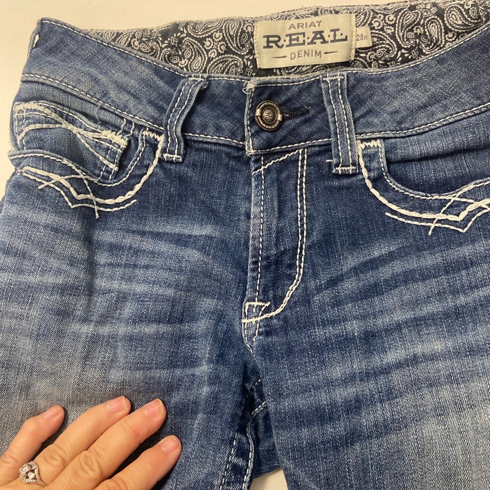 Ariat Women's Medium Blue Bootcut Jeans with Contrast Stitching